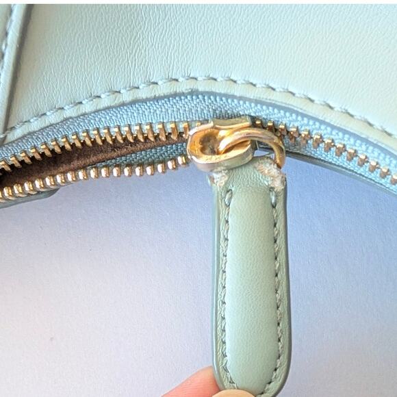 STELLA MCCARTNEY Mint Green Small Perforated Vegan Leather Hobo Bag with Logo - Picture 10 of 11